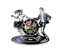 PODODO Disco Dancers Vinyl Wall Clock Rock n Roll Dancing Vintage Clock Night Club Contemporary Wall Clock Decorative DJ Wall Art Decor Without LED