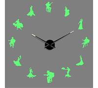 PODODO Flamenco dancer Acrylic Silhouette Mirror Sticker DIY Wall Art 3D Giant noctilucent Wall Clock Mute Room Decoration Gift 37inch