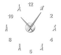 PODODO Frameless Theory of Human Evolution 3D DIY Wall Art Clock Simple Self Adhesive Acylic Mirrors Surface Big Needles Clock Watch(Silver,47inch)