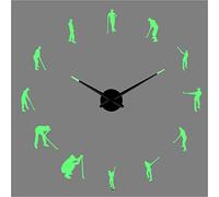 PODODO Golf Acrylic Silhouette Mirror Sticker DIY Wall Art 3D Giant noctilucent Wall Clock Mute Room Decoration Gift 37inch