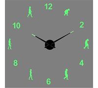 PODODO Human evolutionary history Acrylic Silhouette Mirror Sticker DIY Wall Art 3D Giant noctilucent Wall Clock Mute Room Decoration Gift 37inch