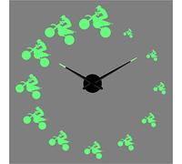 PODODO Motocross Acrylic Silhouette Mirror Sticker DIY Wall Art 3D Giant noctilucent Wall Clock Mute Room Decoration Gift 37inch