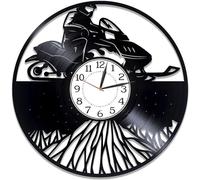 PODODO Snowmobile Birthday Gift for Boy Snowscooter Vinyl Clock for Man Snowmobile Original Home Decor Snowscooter Vinyl Record Wall Clock Snowmobile Handmade Products