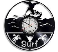 PODODO Surfing Wall Art - surf Sign, surf Illustration surf Board Wall Clock for Decor Surfer Birthday surf Nursery Decor Wave Decal for Wall Nursery Decor