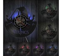 PODODO Vikings Vinyl Record Wall Clock Modern Vikings Serial LP Wall Art Wall Clock Gift With LED