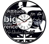 PODODO Winston Churchill Vinyl Record Wall Clock Retro style Wall clock Silent Home Decor Unique Art Special Home Accessories Creative Personality Gift