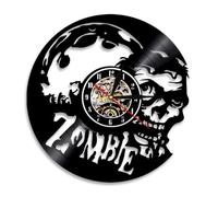 PODODO Zombie Wall Clock Horror Wall Art Zombie Infection Vintage Vinyl Record Wall Clock Zombie Head Brain Halloween Wall Decor Without LED