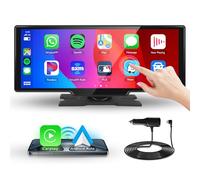 Podofo 10.26" Carplay Screen for Car, Portable Android Auto Car Stereo HD IPS Touch Screen,Wireless Car Play Screen with Telescopic Support GPS Navigation & Voice Control, Mirror Link,Bluetooth,AUX
