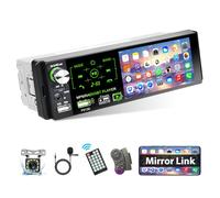 podofo Podofo 4.1 Inch Single DIN Car Radio Capacitive Bluetooth Touchscreen Car Radio FM/AM/RDS Radio Receiver Dual USB AUX-In + Rear View Camera and Microphone