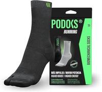 PODOKS - Running Socks Men and Women - Sports Socks - Plantar Fasciitis Socks - Compression and Cushion Socks, Black/White, L Alto