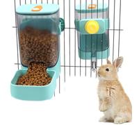 PODOO Rabbit Food Water Dispenser, 700ml No Drip Bunny Water Feeder, 1000ml Large Hanging Automatic Pet Food Dispenser, Hanging Outside or Inside The Cage for Small Animals (Food+Water)