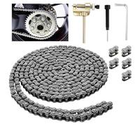 Podoy #35 Roller Chain 10 Feet (320 Links) with Chain Breaker and 5 Connecting Links, #35 Chain for Go Karts, Mini Bikes, Bicycles, Scooters and General Machinery Replacement