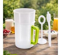 Podoy Multiple Usage Food Strainer Yogurt Strainer Maker 1.5 Quart | Stainless Steel Mesh Filter for Greek Yogurt Nut Milk Soy Milk Juice Tea, Includes Pitcher Press Stick & Cleaning Brush