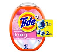 PODS 2-in-1 Laundry Detergent Pods with Downy Soft Boosters, Lasting Freshness with April Fresh Scent, Laundry Soap Pods, 63 Count