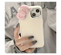 PODSI Korean Cute 3D Bowknot Silicone Phone Case For iPhone 15 14 13 12 11 Pro Max X XR XS Max 7 8 Plus SE 2020 Cellphone Cases Shockproof Soft shell Back Cover (Color : Beige, Size : For iPhone 15
