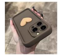 PODSI Luxurious Cute 3D Love Heart Silicone Phone Case For iPhone 15 14 13 12 11 Pro Max X XR XS Max Cellphone Cases Shockproof Soft shell Back Cover(Brown b,For iPhone 15 Pro Max)