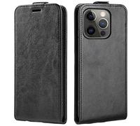 PODSI Luxury Vertical Up and Down Flip Leather phone Case For iPhone 14 13 12 11 Pro Max X XR XS Max 7 8 Plus SE 2020 Cover Protection Shell (Color : Black, Size : For iPhone 13 Mini)