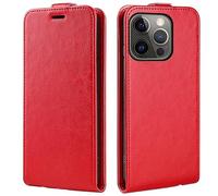 PODSI Luxury Vertical Up and Down Flip Leather phone Case For iPhone 15 14 13 12 11 Pro Max X XR XS Max 7 8 Plus SE 2020 Cover Protection Shell (Color : Red, Size : For iPhone 11)