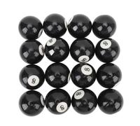 PODSJD 16pcs Pool Eight Ball Set, 2.3in Diameter Black Resin Billiard Balls - Durable, Fade - Resistant Replacement for Game Room and Billiard Tables