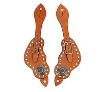 PODSJD Adjustable Artificial Leather Spur Straps Brown with Buckle for Horse Riding - Durable Vintage Western Style for Equestrian Kids and Rocking Tack Accessories