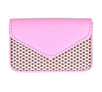 PODSJD Business Card Case PU Leather Card Holder Compact 4x2.6in - Magnetic Closure, Durable Stainless Steel, Travel - Friendly for Men and Women (Pink)