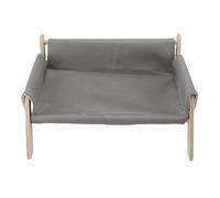 PODSJD Elevated Wooden Cat Couch Sofa Bed with Hammock, Stable Wood Structure and Strong Load Capacity - Cozy Relaxing Spot, Dual Function Scratching Post for Cats at Home (Gray)