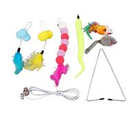 PODSJD Hanging Cat Toy - Interactive Self Play Toy with Triangle Hook, Adjustable Buckle Length, Upgraded Replaceable Hooks, Exercise & Stress Relief for Cats, Fits Doors & Cages