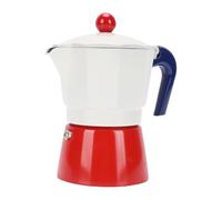 PODSJD Italian Coffee Maker 150ml Aluminum Stovetop Espresso Pot 3 Cups Capacity - Portable Single Valve Design, Safe Silicone Gasket for Home and Camping Coffee Brewing (Blue and Red)