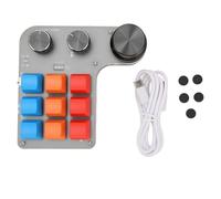 PODSJD Mini Macro Keypad - 9 Programmable Keys with 3 Knobs, RGB Backlit, USB - C to USB, Dual USB and Bluetooth Modes for Graphic Design and Video Editing