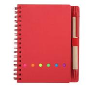 PODSJD Portable Double Coil Leather Notebook with Pen Insert, 70 Pages, Brown - Smooth Writing Paper, 360° Rotatable Design, Student & Office Notepad (Red)