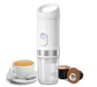 PODSJD Portable Electric Espresso Coffee Machine 3oz Single Serve Cordless Mini Brewer with 20Bar Pump Pressure, Rechargeable 9600mAh Battery - 3 - IN - 1 Coffee Powder/N Capsule/DG (White)