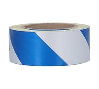 PODSJD Reflective Safety Warning Tape, Blue White Striped, 5cm x 30m - Durable PET Material, High Adhesion, Ideal for Hazard Marking and Floor Lining