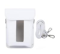 PODSJD Smartphone Printer Carrying Case, PU Leather Protective Cover 10x4x13.5cm with Shoulder Strap - Precise Fit, Magnetic Flip Cover, Travel Friendly (White)