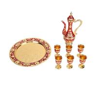 PODSJD Vintage Metal Tea Set and Coffee Maker, 6 Teacups 1 Teapot 1 Tray, Zinc Alloy Retro Style - Elegant Relief Design Durable, for Coffee Bars Home Decor and (type 2)