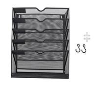 PODSJD Wall Mail Organizer Folder Holder, 6 - Tier Metal Wall File Folder Holder with Spacious Pockets - Durable Iron Construction, Space - Saving Vertical Storage for Home and Office