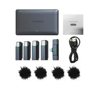 PODSJD Wireless Microphone System One - Trigger - Four, 2.4G Clip - on Lapel Mics with 100M Range, Auto Pairing & Noise Cancellation - Multi - User Live Streaming, Omnidirectional Sou (Lightning)