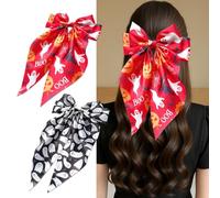 PODUOJIEYI Halloween Bow Hair Clips for Women 2Pcs Big Bows Ghost Pumpkin Spider web Witch Hat Hair Accessories Red Black Hair Bow Non-Slip Hair Ribbon for Halloween Cosplay Party Hair Barrettes