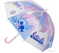 Poe Bubble Stitch Manual Umbrella - Clear Kids Umbrella with Stitch Illustrations, Safe Manual Opening, Flexible Rods and Ergonomic Design for Creative Kids and Adventurers