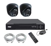 PoE CCTV Camera System, 4K 4Ch NVR with 2 x 5MP Full Colour IP Dome Cameras, Outdoor Waterproof, Motion Detection, Colour Night Vision, Two-Way Audio, With 1TB Hard Drive