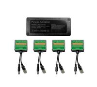 PoE Injector Adapter with 4 PoE Splitters 5.5x2.1mm 12V2A Output, PoE Serial Splitter Set Comply IEEE 802.3af/at Standard, Total Distance Up to 1312 ft for Non-PoE Devices. (PoE Serial Switch Intdoor)