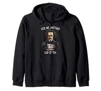 Poe Me Another Cup Of Tea, Funny Edgar Allan Poe Zip Hoodie