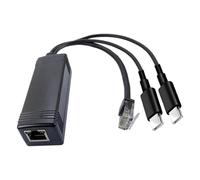 PoE Splitter Adapter Two Type-C Outputs RJ45 Ethernet, 12V 100M