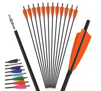 Poearcus 28/30/31 Inch Carbon Arrow 500 Spine Archery Hunting Arrows with 4 inch Turkey Feathers fit for Compound/Recurve Bow/Longbow Target Shooting Practice Arrows 12pcs (Orange, 30 inch)