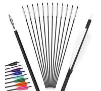Poearcus 28/30/31 Inch Carbon Arrow 500 Spine Archery Hunting Arrows with 4 inch Turkey Feathers fit for Compound/Recurve Bow/Longbow Target Shooting Practice Arrows 12pcs (white, 31 inch)