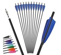 Poearcus 28/30/31 Inch Carbon Arrow 500 Spine Archery Hunting Arrows with 4 inch Turkey Feathers fit for Compound/Recurve Bow/Longbow Target Shooting Practice Arrows 12pcs (Navy blue, 31 inch)