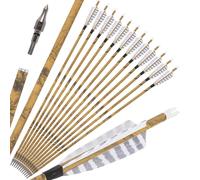 Poearcus 30” Archery Carbon Arrow 500 Spine Hunting Arrows with 4” Turkey Feather Targeting Practice Arrows for Compound & Recurve & Traditional Bow (12, 3white)