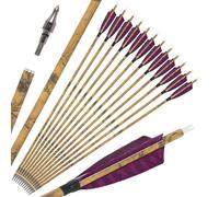 Poearcus 30” Archery Carbon Arrow 500 Spine Hunting Arrows with 4” Turkey Feather Targeting Practice Arrows for Compound & Recurve & Traditional Bow (12, 3purple)