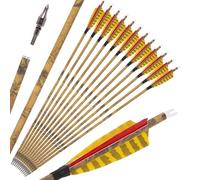Poearcus 30” Archery Carbon Arrow 500 Spine Hunting Arrows with 4” Turkey Feather Targeting Practice Arrows for Compound & Recurve & Traditional Bow (6, 2yellow1red)