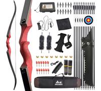 Poearcus 60” Black Hunter Original Recurve Bow 20-60lbs Hunting Bow and Arrow Set Left/Right Handed Competition Bow Longbow for Shooting Targeting (Recurve bow set, 60 ibs, Right Hand)