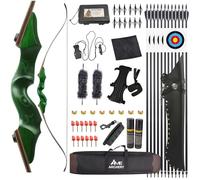 Poearcus 60” Black Hunter Original Recurve Bow 20-60lbs Left/Right Handed Hunting Bow and Arrow Set Competition Bow Longbow for Shooting Target Practice (Recurve bow set, 30ibs, Right Hand)